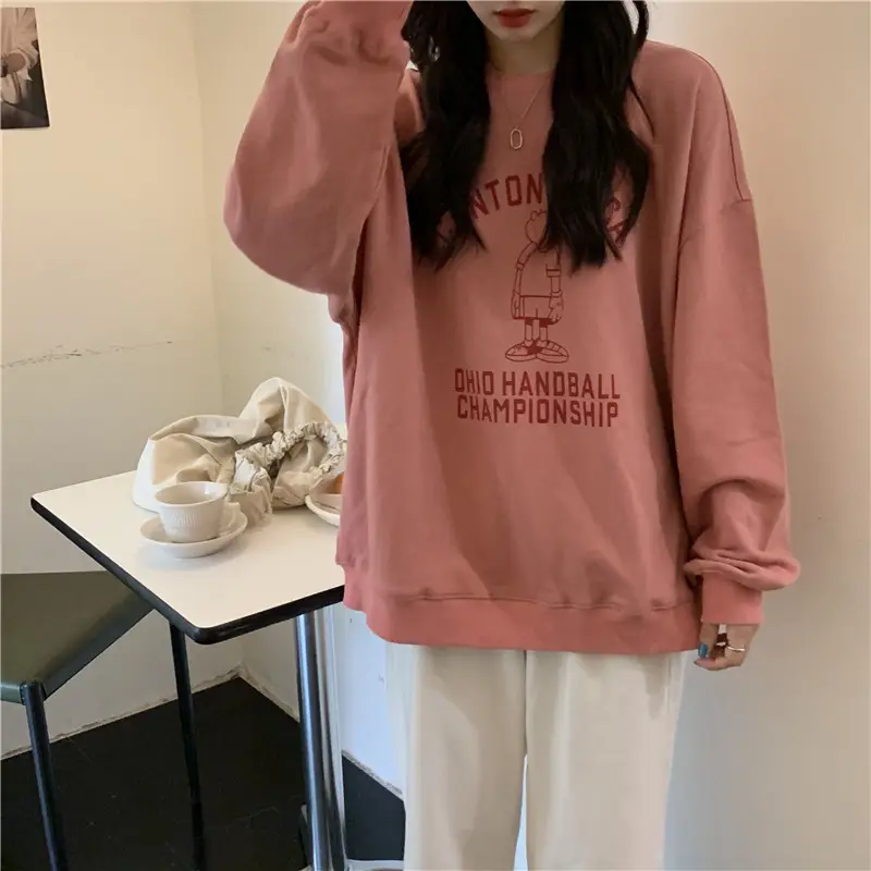 Women Long Sleeve Grey Sweatshirt with Graphic Print — feature 12