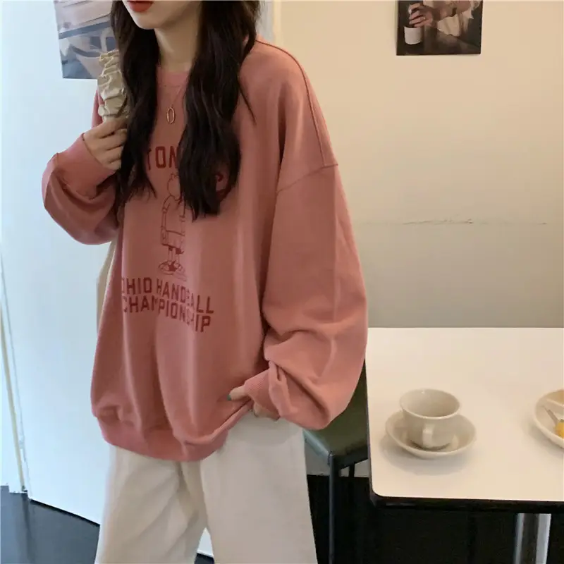 Women Long Sleeve Grey Sweatshirt with Graphic Print — feature 14