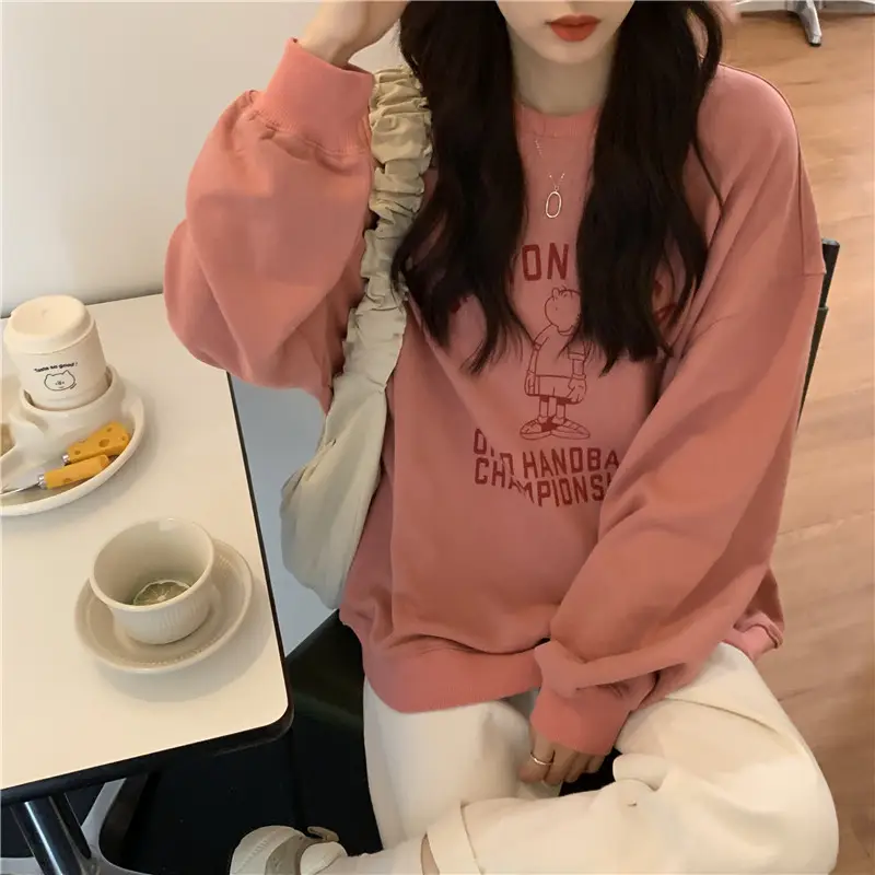 Women Long Sleeve Grey Sweatshirt with Graphic Print — feature 16