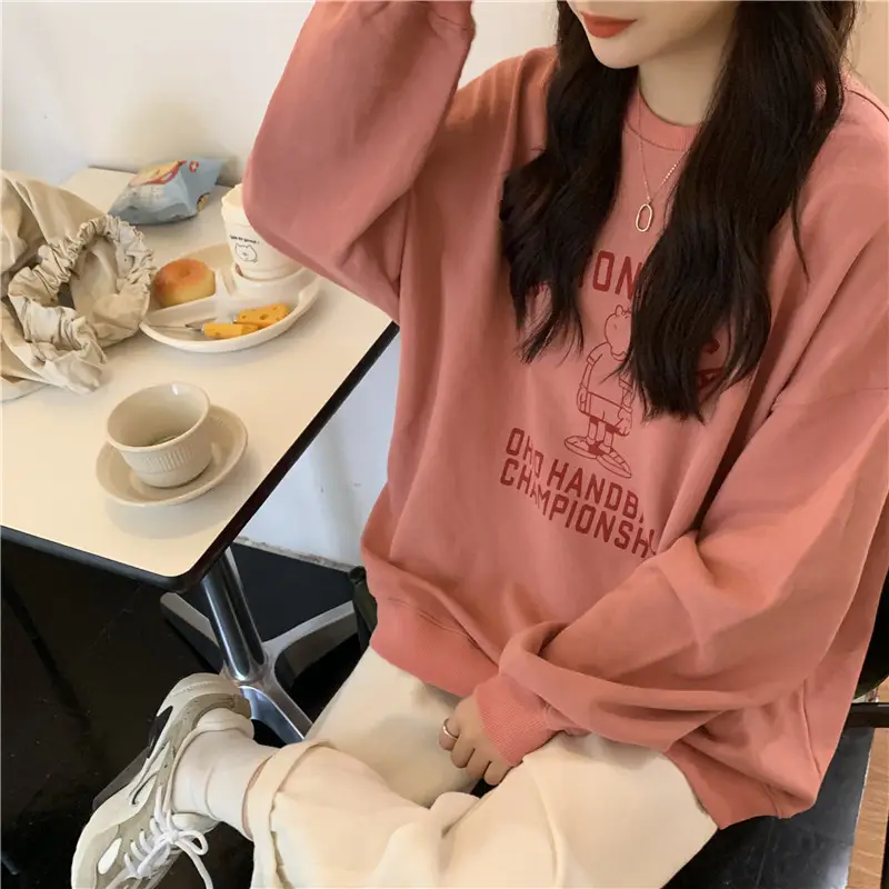 Women Long Sleeve Grey Sweatshirt with Graphic Print — feature 18