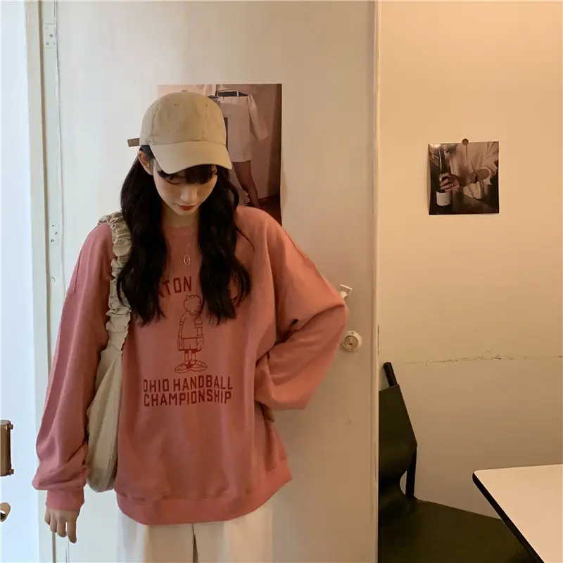 Women Long Sleeve Grey Sweatshirt with Graphic Print — feature 20