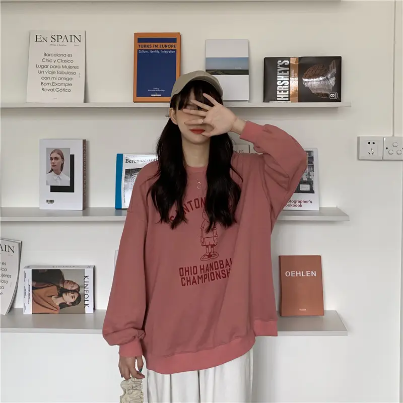 Women Long Sleeve Grey Sweatshirt with Graphic Print — feature 22