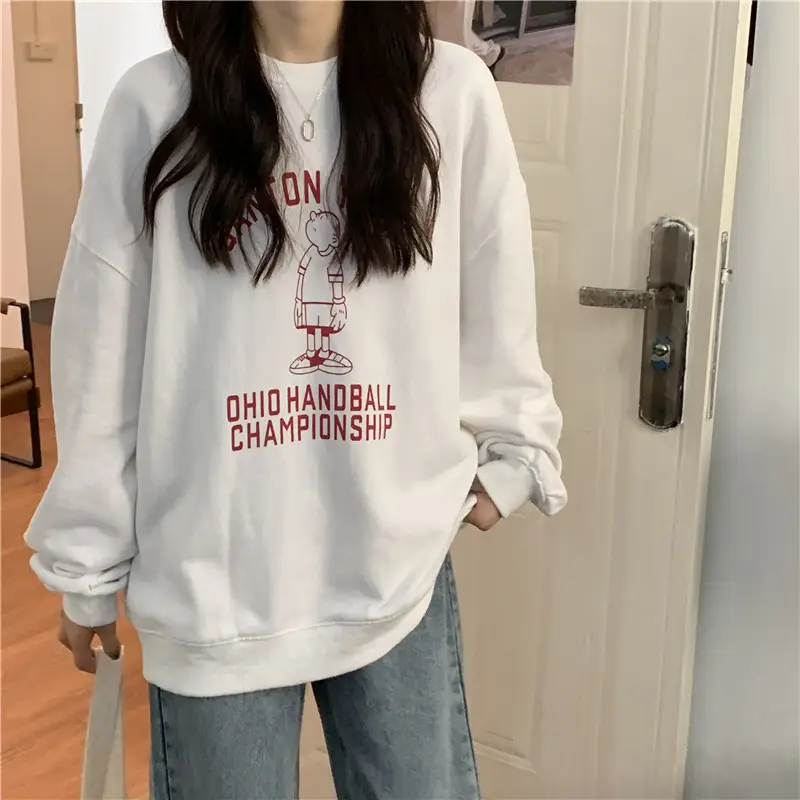 Women Long Sleeve Grey Sweatshirt with Graphic Print — feature 40