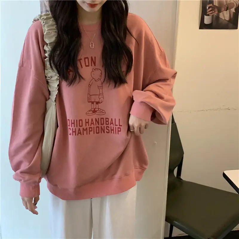 Women Long Sleeve Grey Sweatshirt with Graphic Print — feature 6