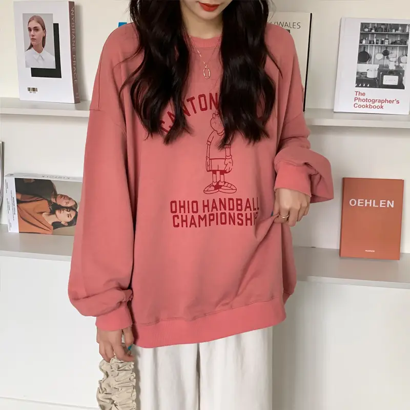 Women Long Sleeve Grey Sweatshirt with Graphic Print - Image 3