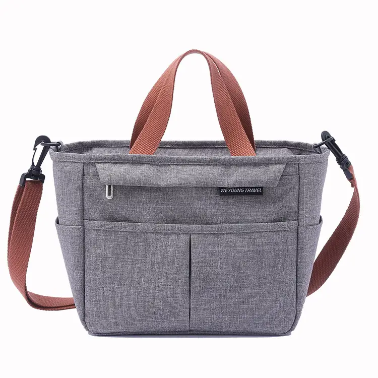 Crossbody Lunch Bag Black Oxford Cloth Large Capacity - Image 9