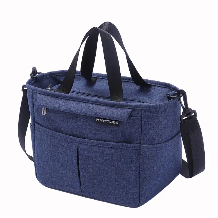 Crossbody Lunch Bag Black Oxford Cloth Large Capacity - Image 4