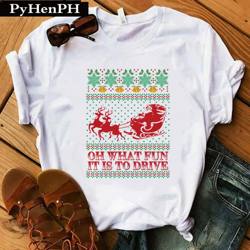 Merry Christmas Elk T-Shirt Women Short Sleeve - Image 9