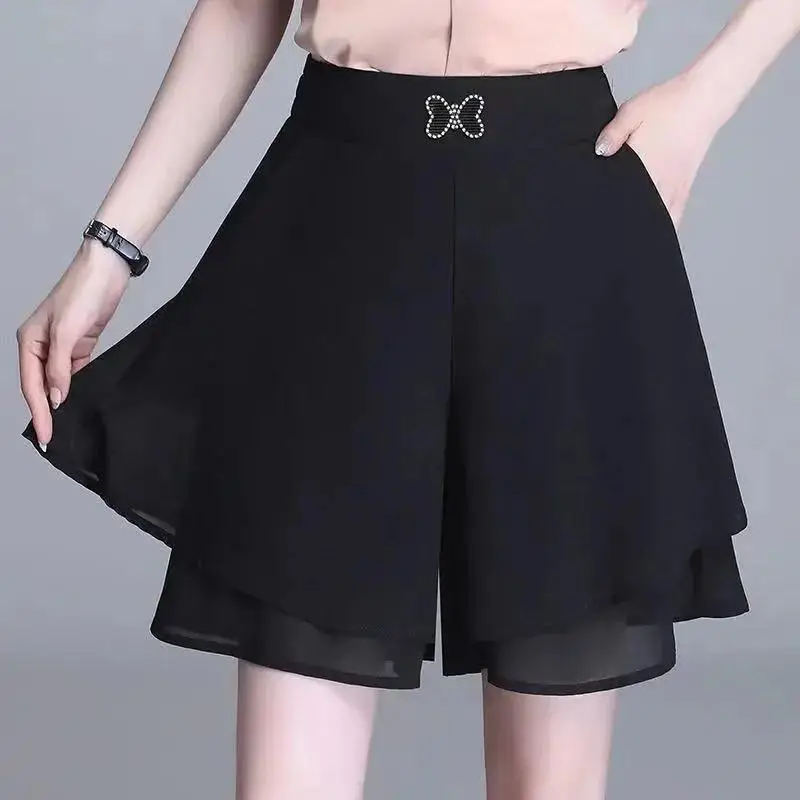 Black Chiffon Wide Leg Pants High Waist Slimming 2026 - Image 3
