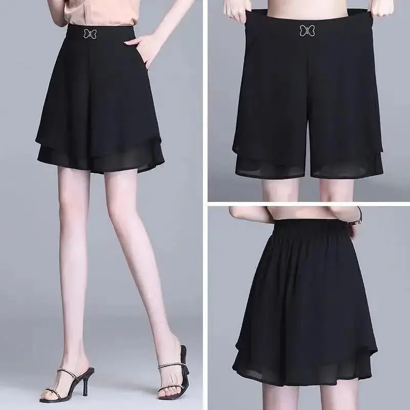 Black Chiffon Wide Leg Pants High Waist Slimming 2026 - Image 6
