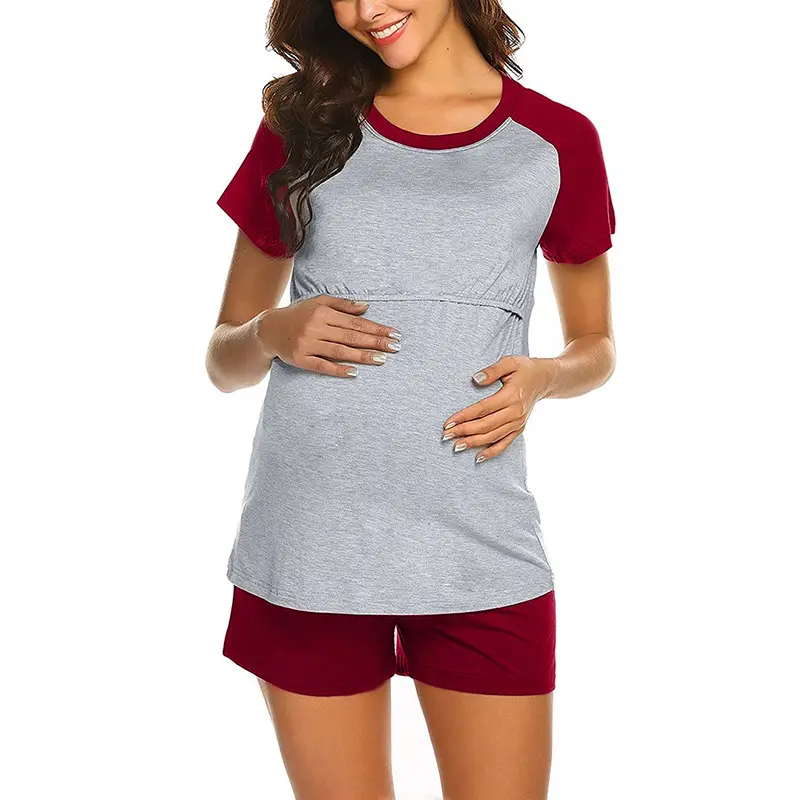 Pregnant Women Grey Black Shorts Set 2021