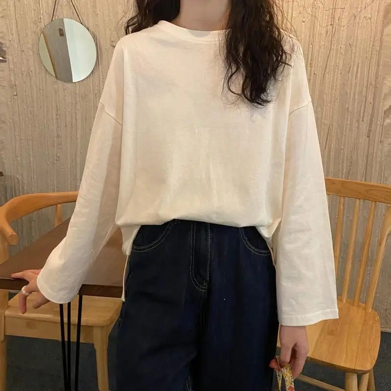 Women Long Sleeve T-Shirt Rose Pink Loose Sweet Style
