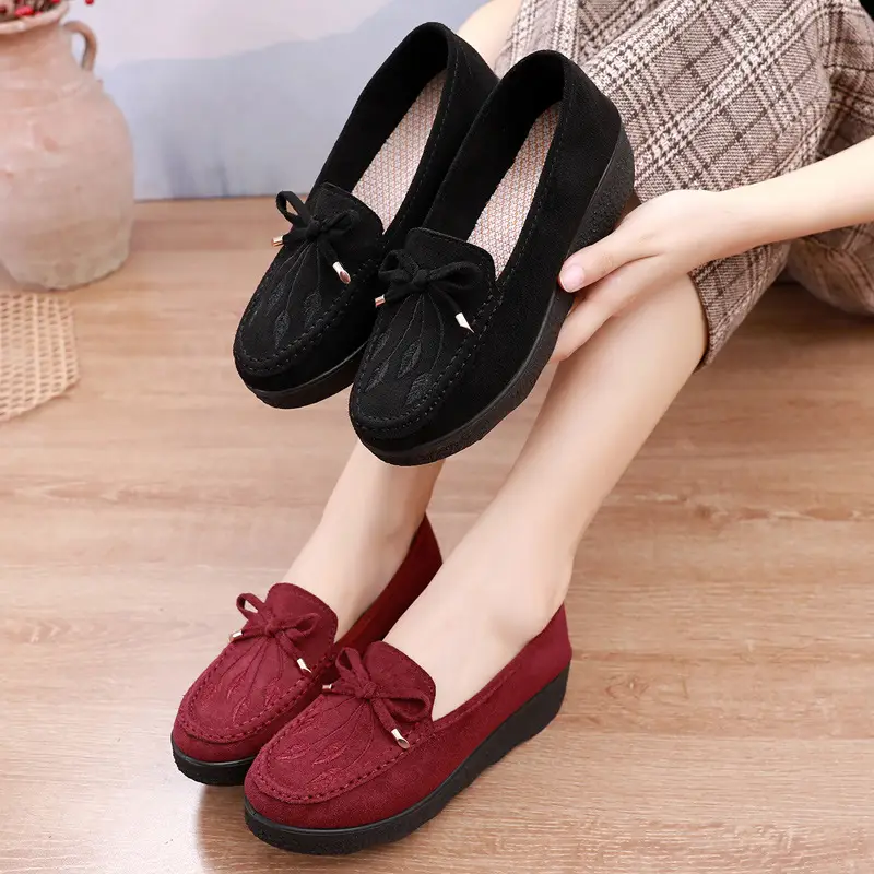 Spring New Old Beijing Cloth Shoes Women's Platform Moms Thick-soled Shoes Wedge Mid-heel Shoes Casual Work Women's Single-layer Shoes - Image 4