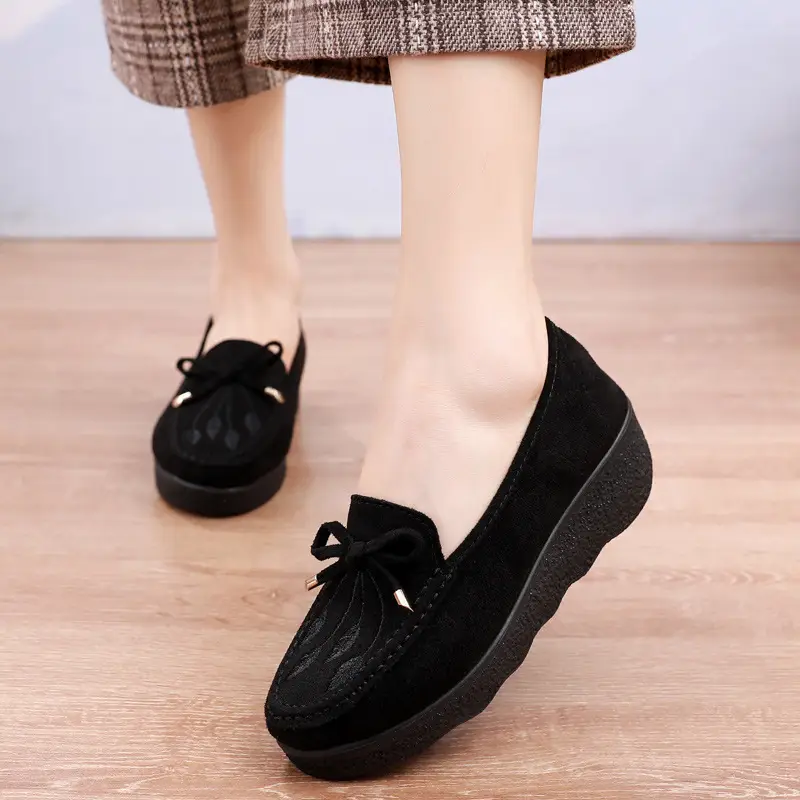 Spring New Old Beijing Cloth Shoes Women's Platform Moms Thick-soled Shoes Wedge Mid-heel Shoes Casual Work Women's Single-layer Shoes - Image 5