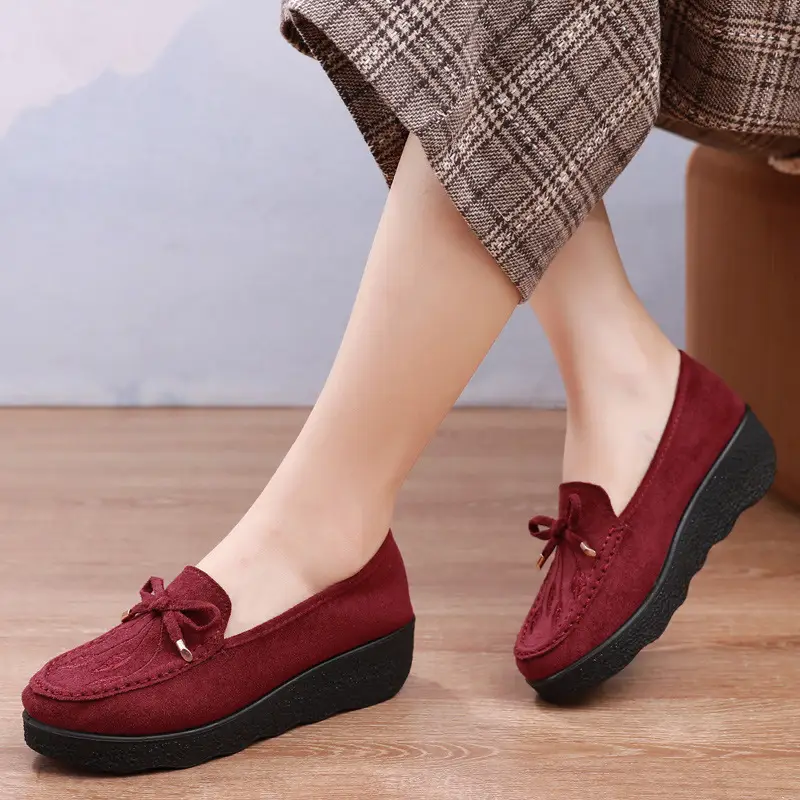 Spring New Old Beijing Cloth Shoes Women's Platform Moms Thick-soled Shoes Wedge Mid-heel Shoes Casual Work Women's Single-layer Shoes - Image 6