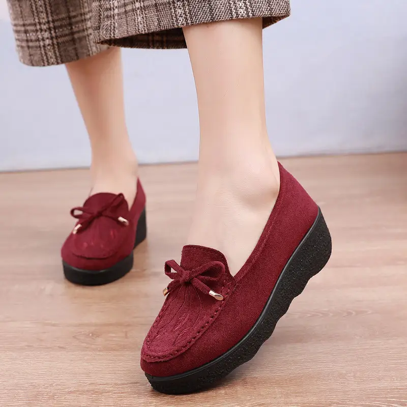 Spring New Old Beijing Cloth Shoes Women's Platform Moms Thick-soled Shoes Wedge Mid-heel Shoes Casual Work Women's Single-layer Shoes - Image 2