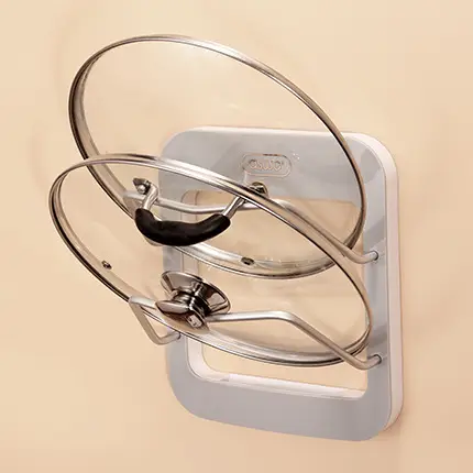 Wall-Mounted Kitchen Pot Lid Storage Rack with Drain Plug - Image 2