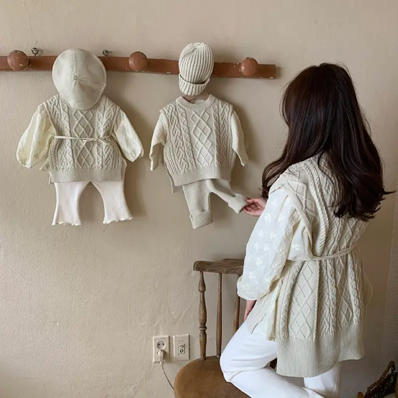 Korean Style Knitted Vest for Baby Girls White - Image 7