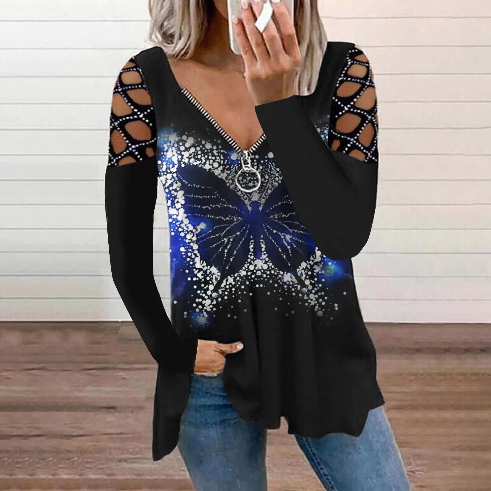 2021 Cat Embroidered V-Neck Long Sleeve Jacket for Women - Image 2