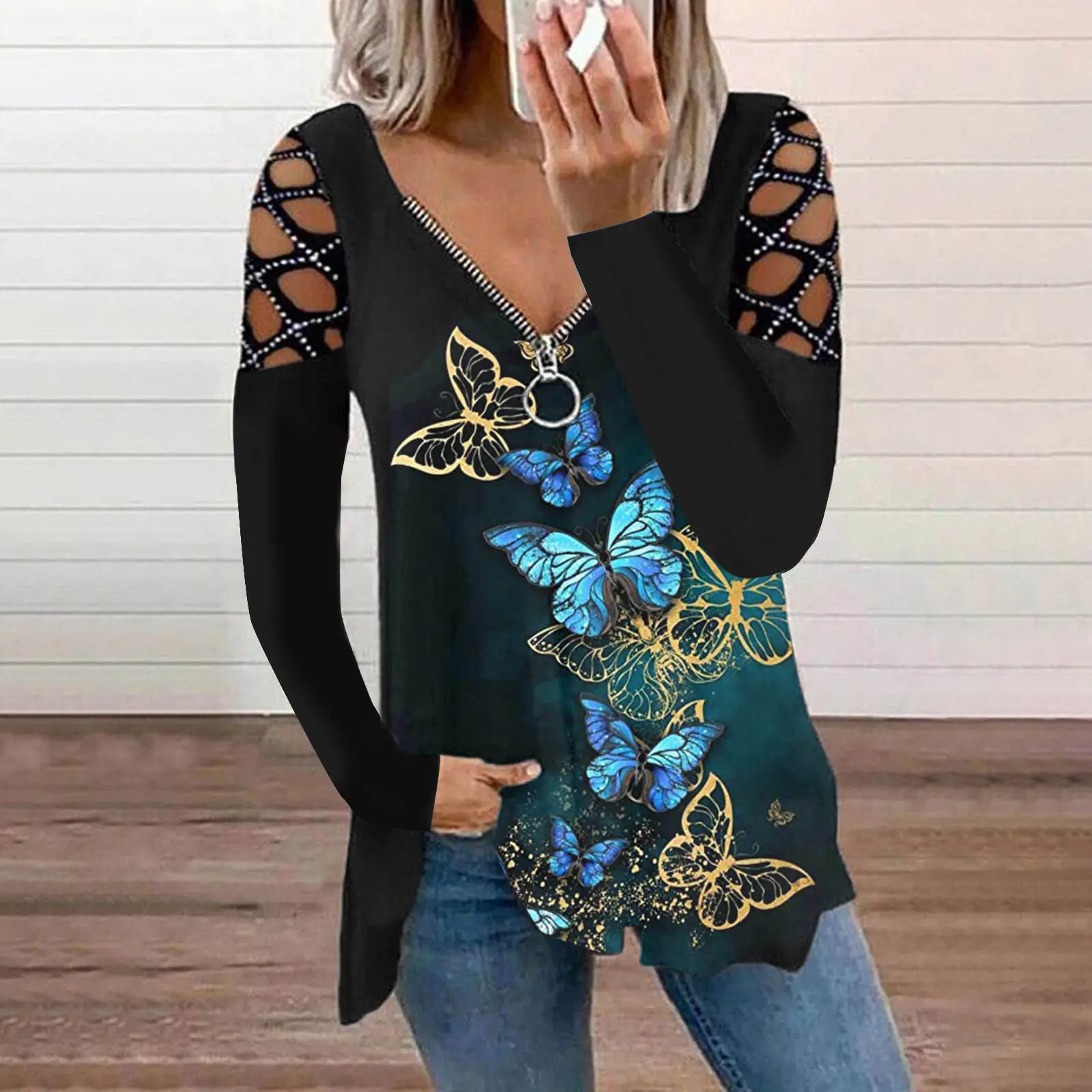 2021 Cat Embroidered V-Neck Long Sleeve Jacket for Women - Image 3