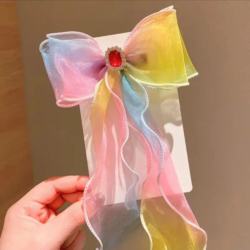 Girls' Pink Blue Pearl Bow Hairpin Korean Style
