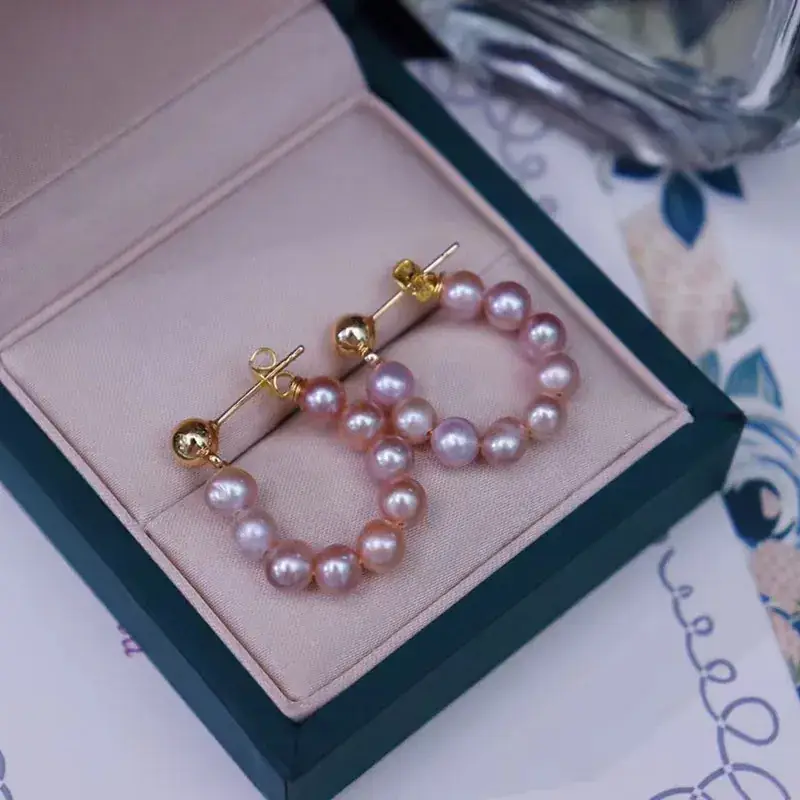 2021 Freshwater Pearl Earrings Donut Multi-Wear Gold Injection - Image 7