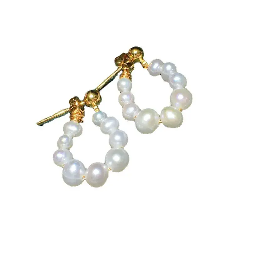 2021 Freshwater Pearl Earrings Donut Multi-Wear Gold Injection - Image 8