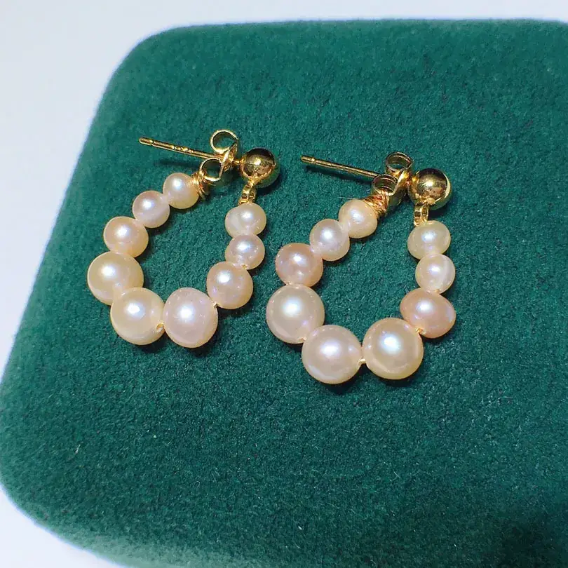 2021 Freshwater Pearl Earrings Donut Multi-Wear Gold Injection - Image 2