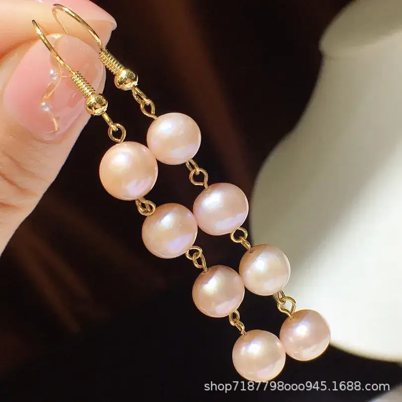 2021 Freshwater Pearl Ear Hooks for Women 8-9mm