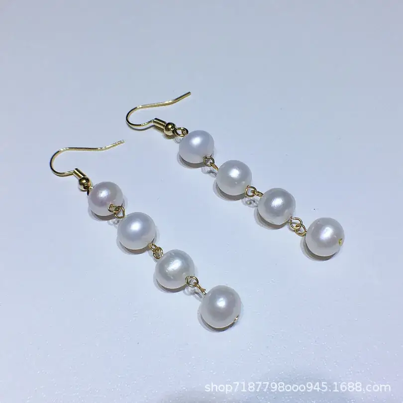 2021 Freshwater Pearl Ear Hooks for Women 8-9mm