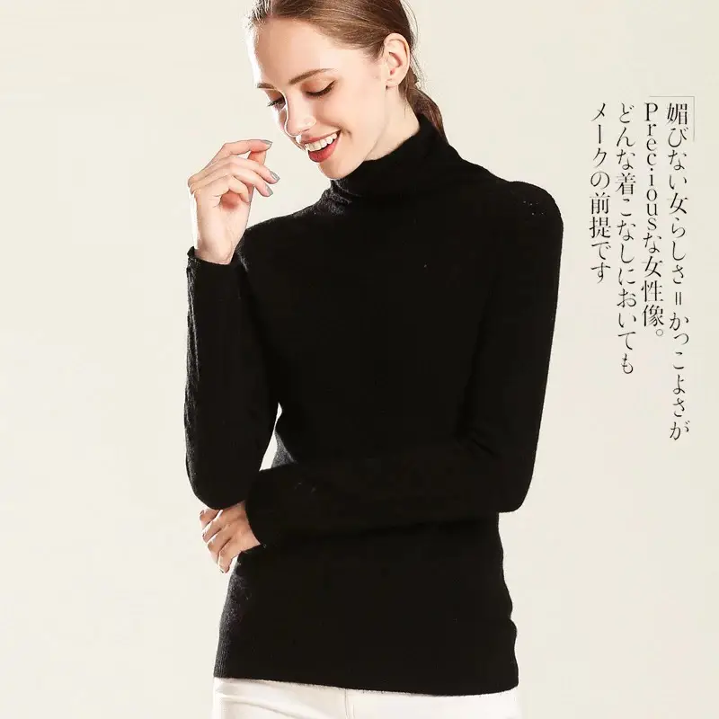 Women Hollow Out Sweater Purple High Neck Casual - Image 4