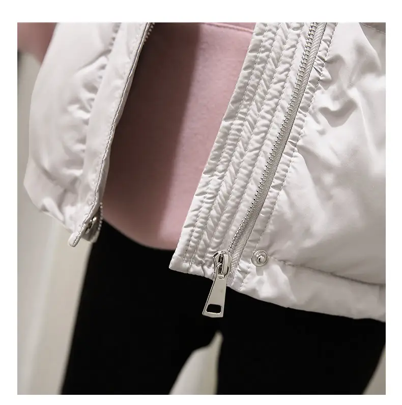 Women Pink Hooded Puffer Vest Coat Autumn Winter — feature 10