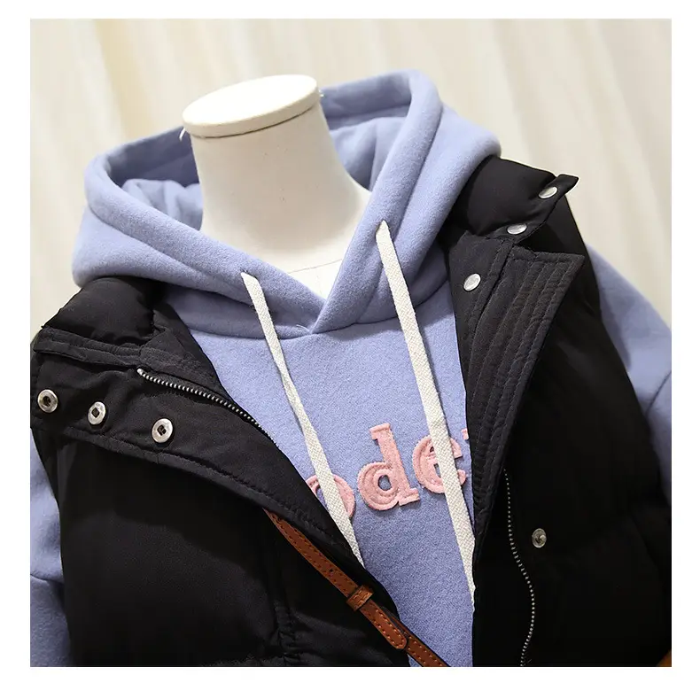 Women Pink Hooded Puffer Vest Coat Autumn Winter — feature 16