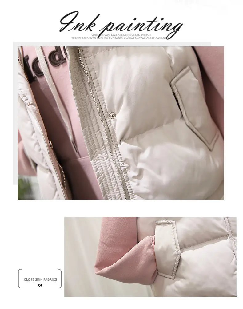 Women Pink Hooded Puffer Vest Coat Autumn Winter — feature 9