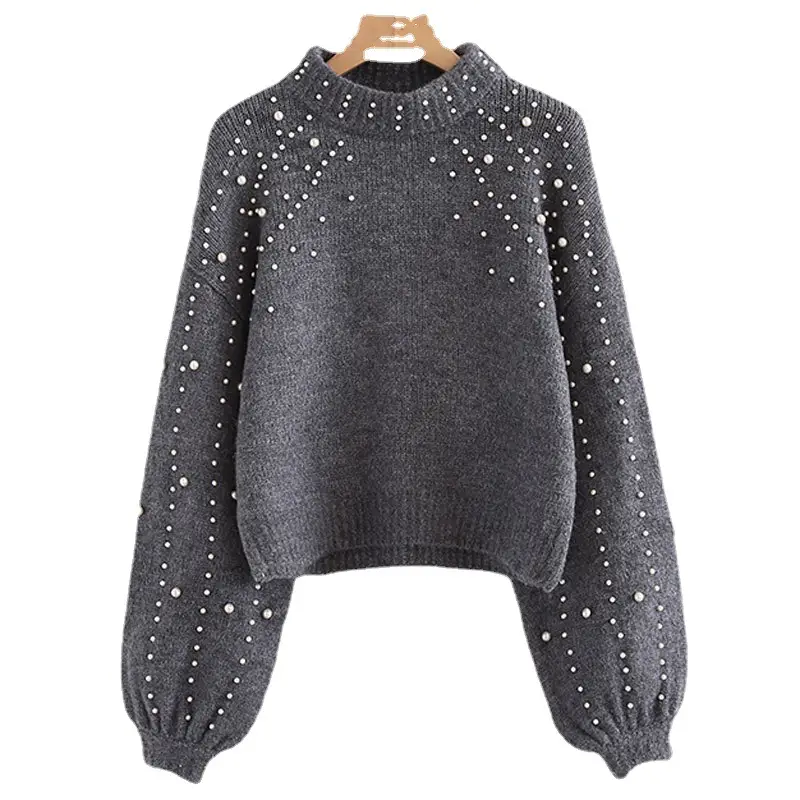 2024 Women's Pearl Decorative Round Neck Sweater - Image 5