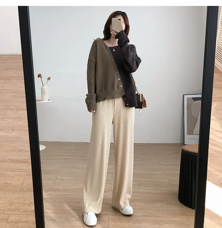 Women Irregular Knitted Pullover Sweater Blue Grey — feature 32