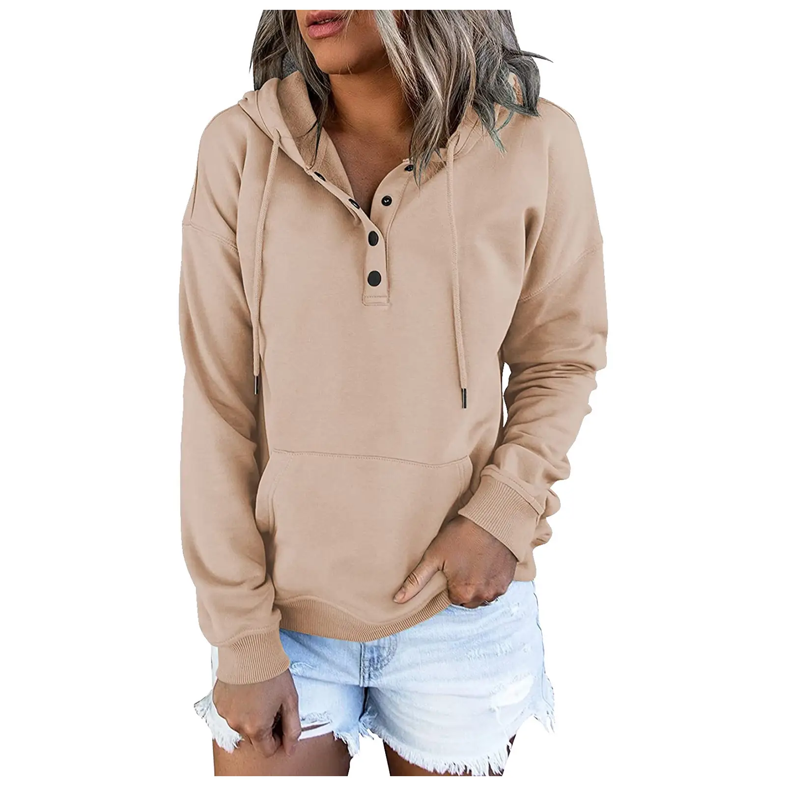 Women Pink Hooded Sweatshirt Large Cotton Pullover - Image 24