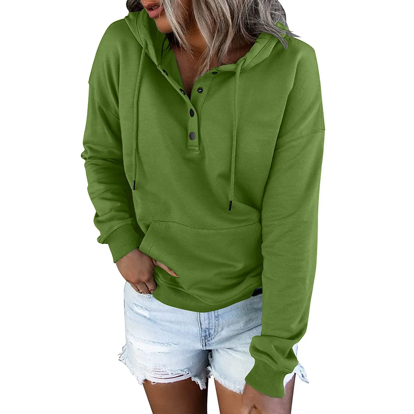 Women Pink Hooded Sweatshirt Large Cotton Pullover - Image 12