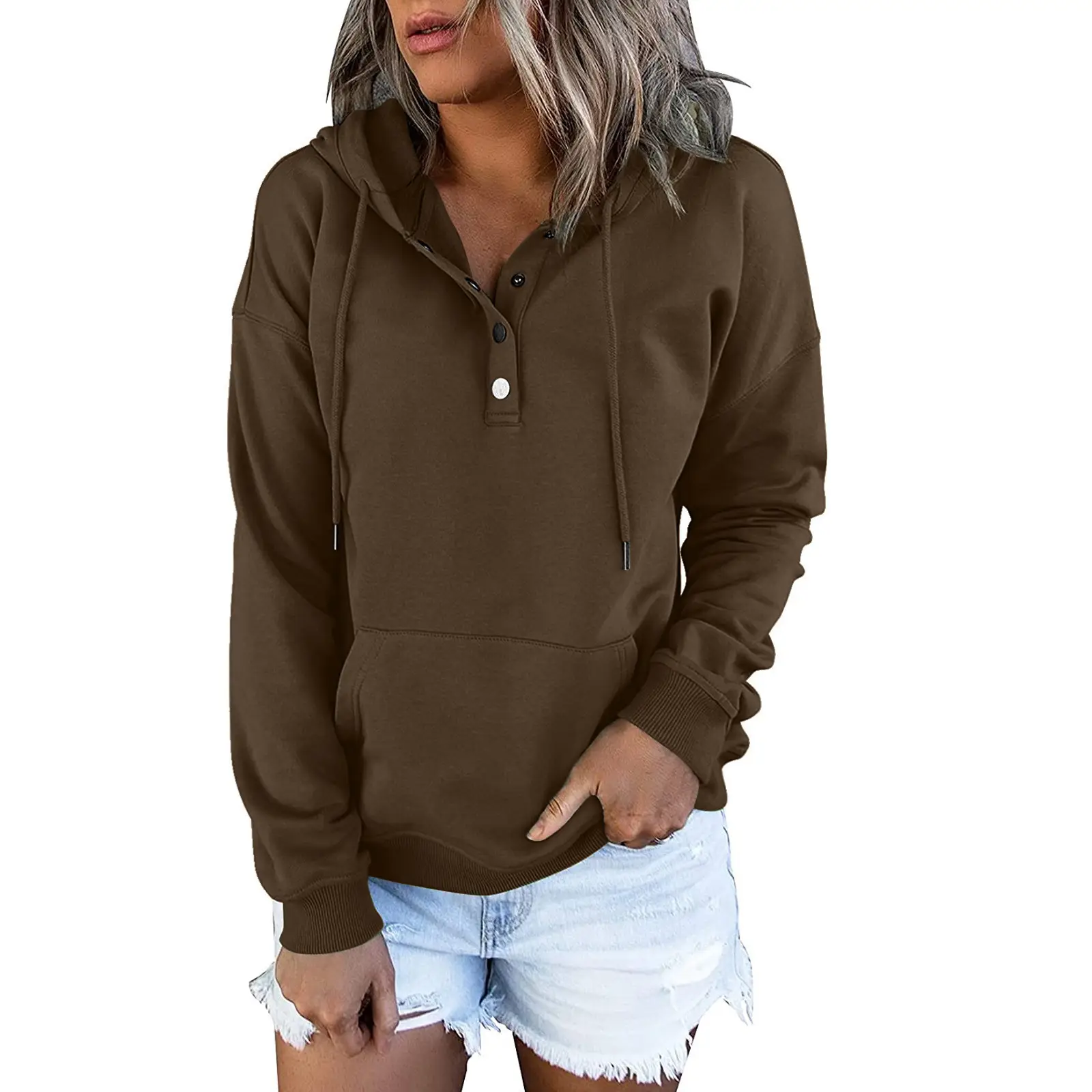 Women Pink Hooded Sweatshirt Large Cotton Pullover - Image 15