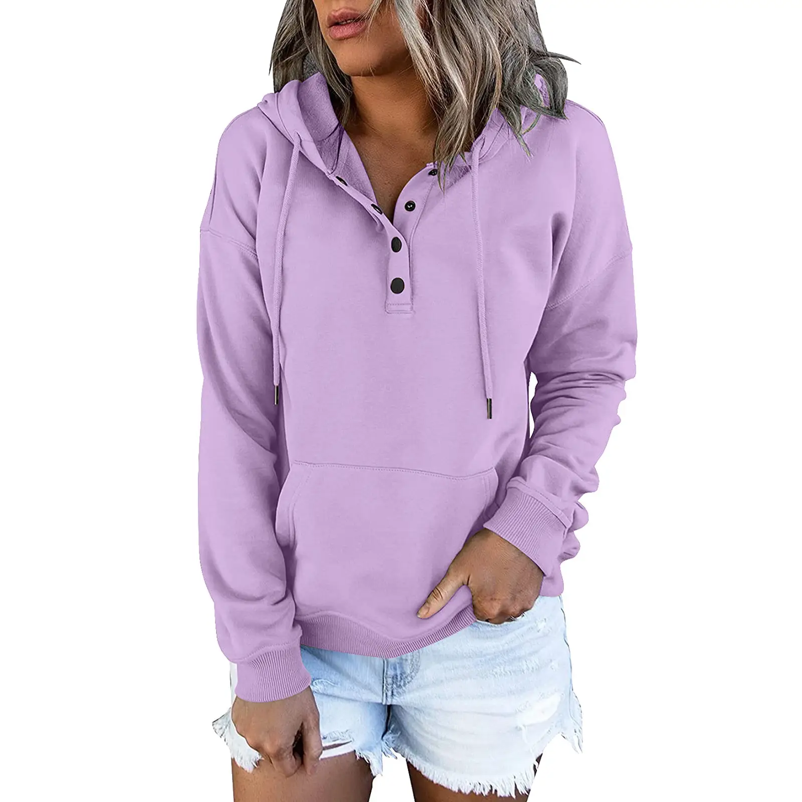 Women Pink Hooded Sweatshirt Large Cotton Pullover - Image 17