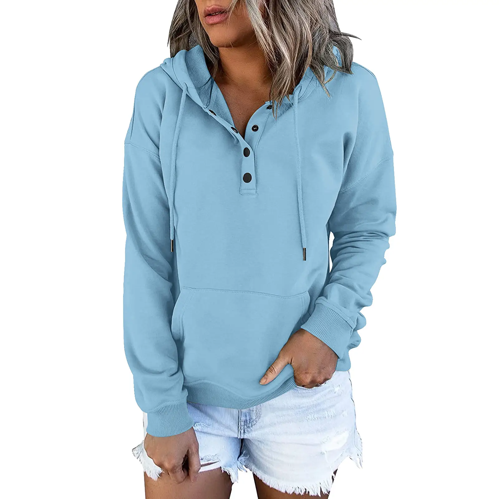 Women Pink Hooded Sweatshirt Large Cotton Pullover - Image 18