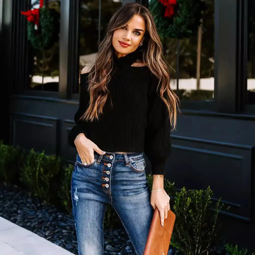 2024 Off-Shoulder Knitted Sweater Large - Image 8