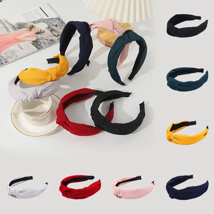 Korean Knot Headband Wide Middle Blue - Image 8