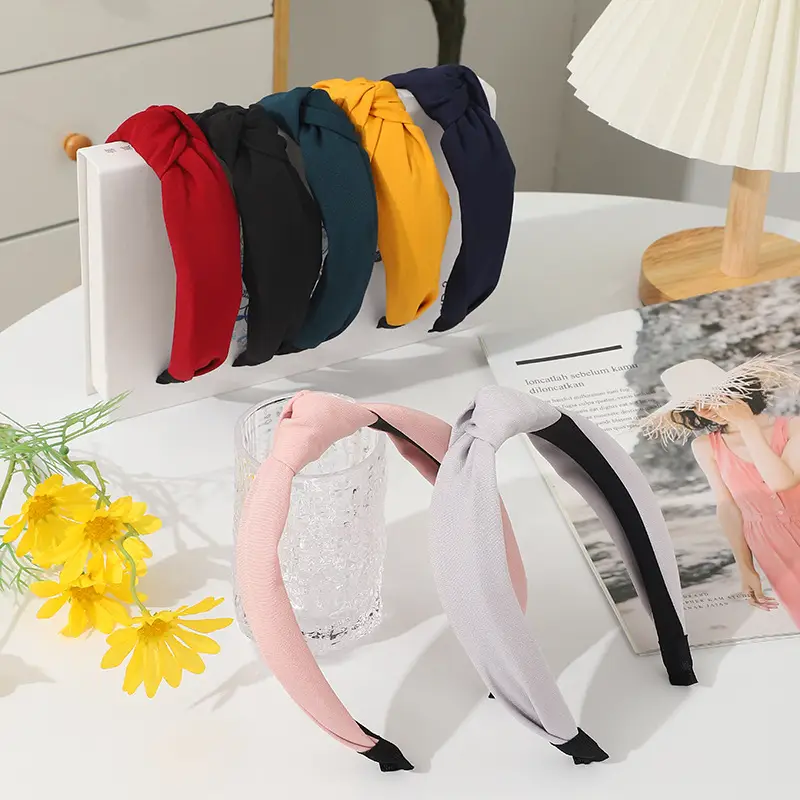 Korean Knot Headband Wide Middle Blue - Image 9