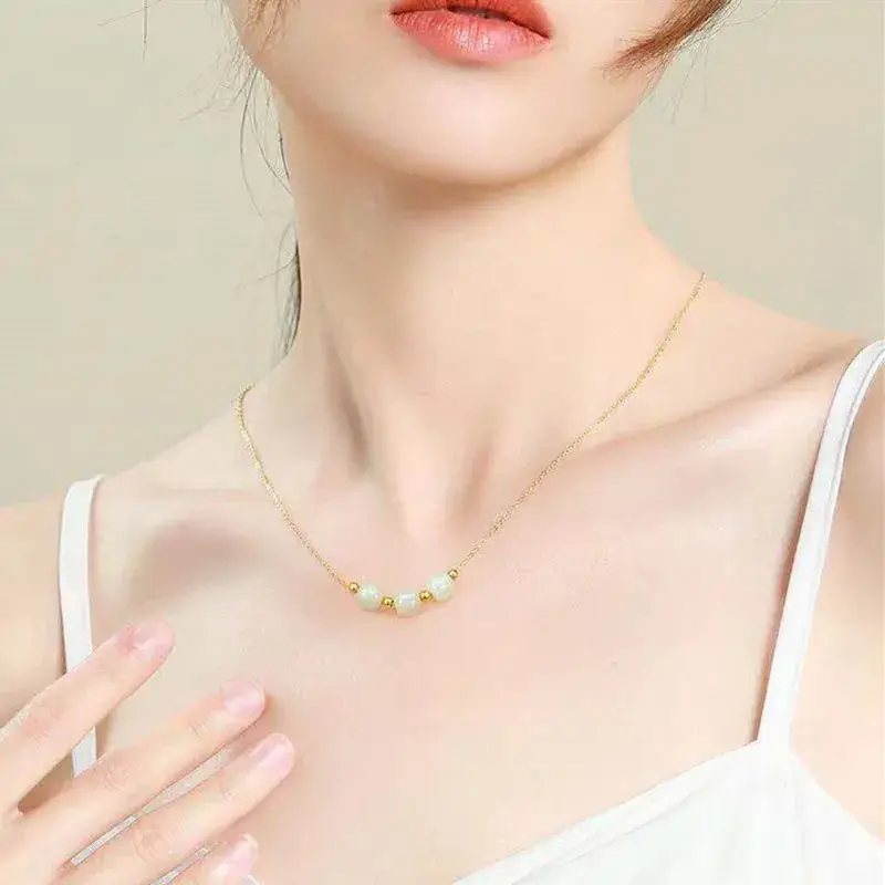 Guan Yu Jade Necklace with Barrel Beads Wholesale Dropshipping - Image 4