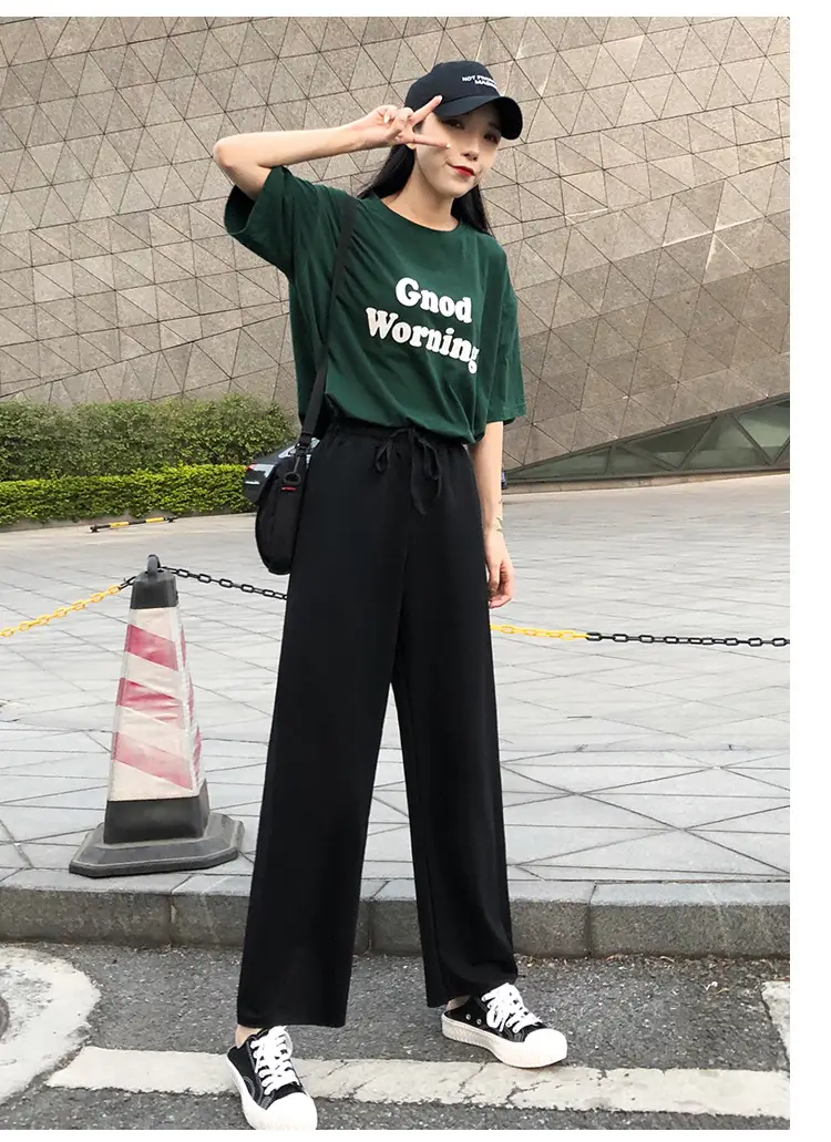Women Wide-leg Pants 2021 Summer Curl Edge Loose Fit — feature 11