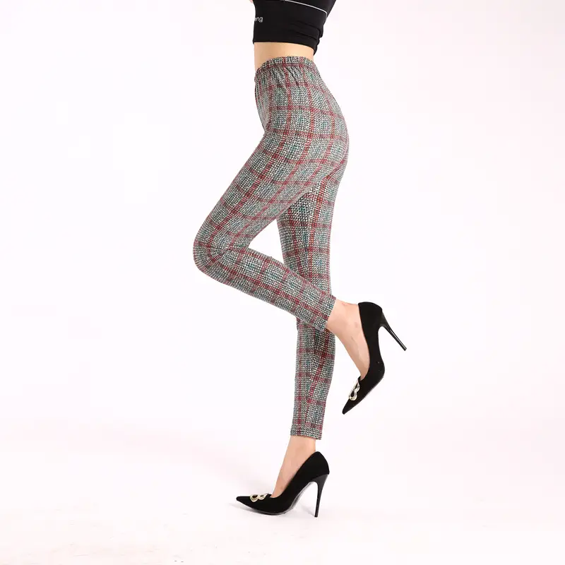 Women Printed Leggings Large High Waist Black Pants