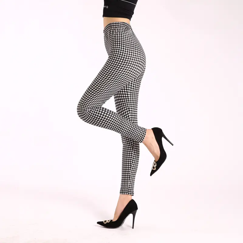 Women Printed Leggings Large High Waist Black Pants