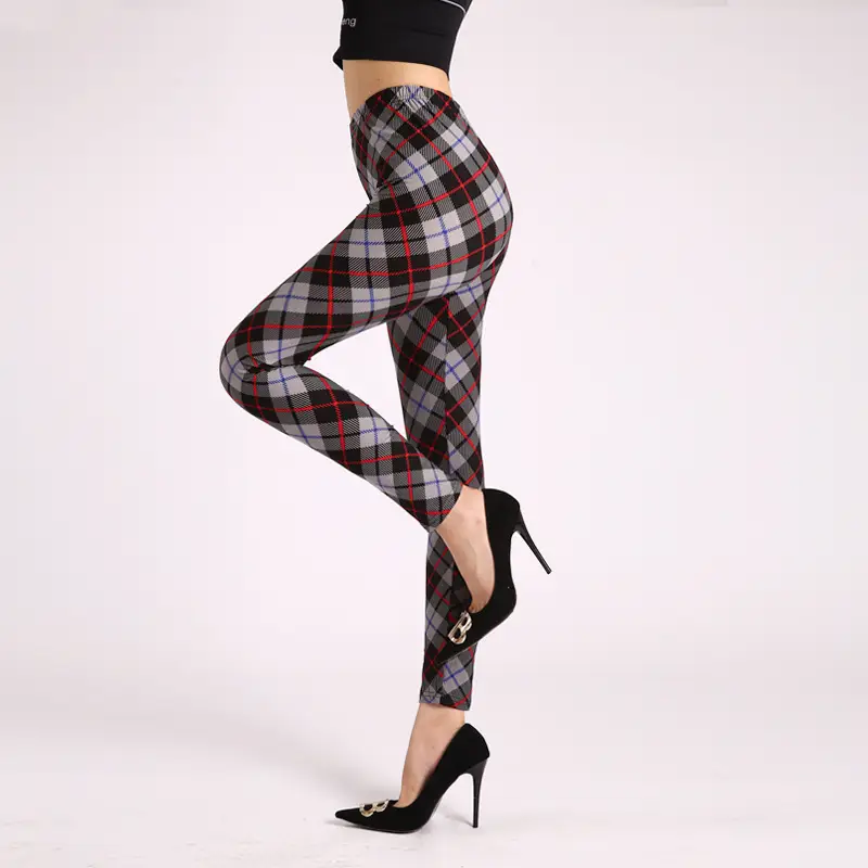 Women Printed Leggings Large High Waist Black Pants