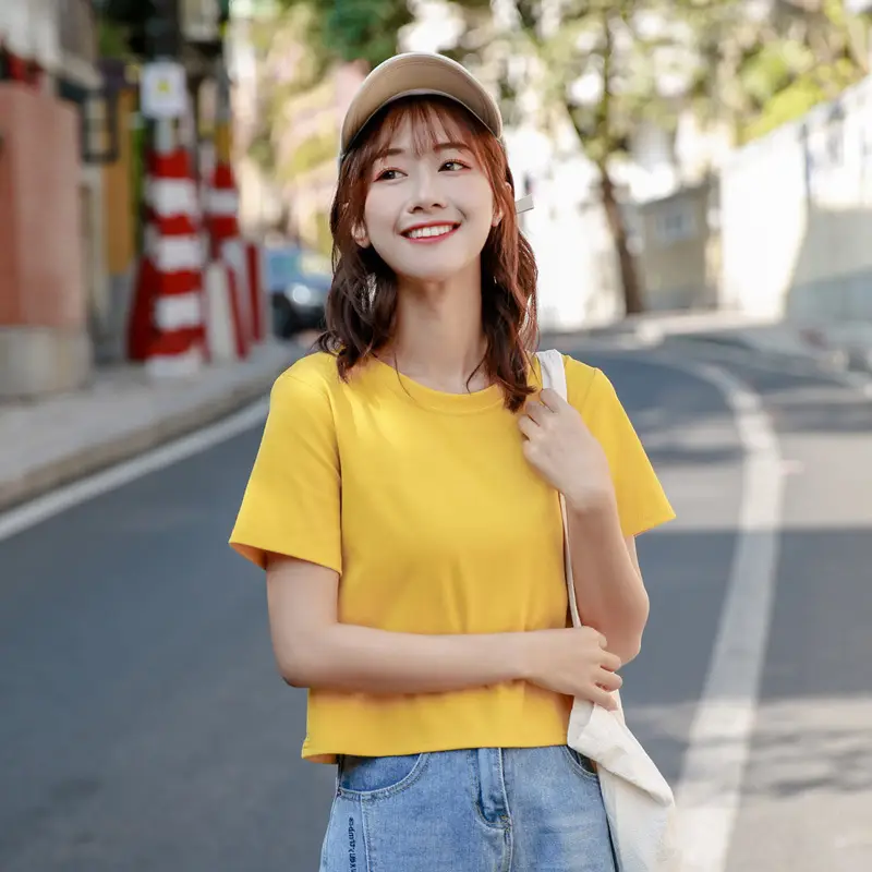 Women Green Navel T-shirt Short Sleeve Summer
